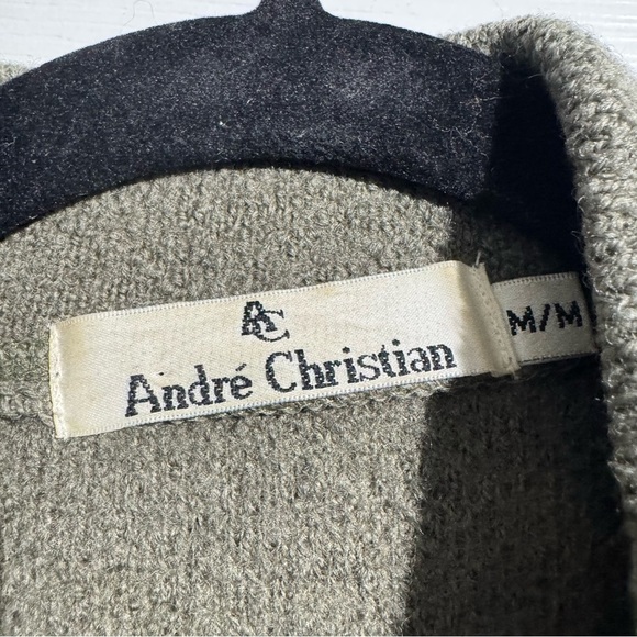 Vintage André Christian 100% Wool Zip Up Sweater Green Size Medium - Picture 5 of 10